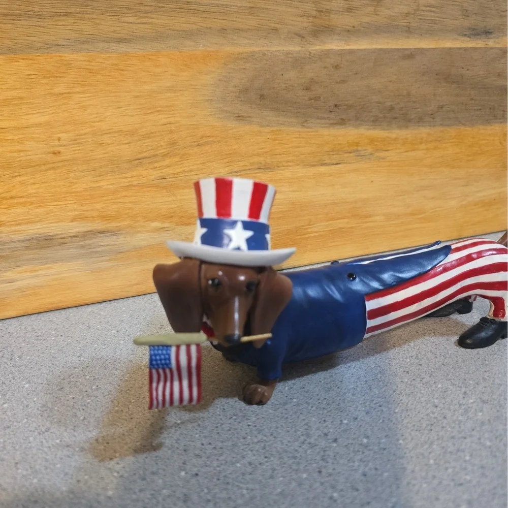 Westland Hot Diggity Dachshund Uncle Sam Patriotic US Flag Long May It Wave16511